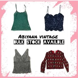 Y2K Beaded Tops Bundle - Green Navy Sequin Cami, S..