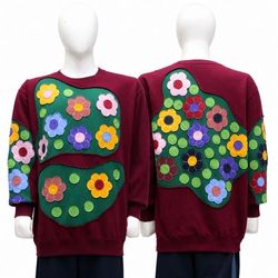 CR2177 UPCYCLED GARDEN PATCHWORK APPLIQUÉ SWEATSHI..