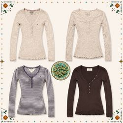 Retro Diva Girl Y2K Henley Tops :10 Pcs (HT3)
