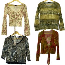 Vintage Y2K Blouse Collection – Floral, Script Pri..