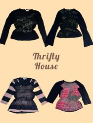 Y2K Graphic Long Sleeve Top Bundle(TH/622)