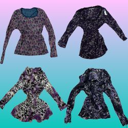 Y2K Whimsigoth Plum Long Sleeve Tops (RS-15)