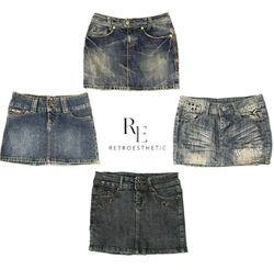 Y2K Era Cyber Girl Denim Mini Skirt RE-3532