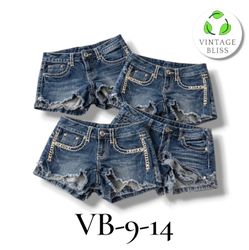 Y2k denim embroidery mini shorts 12 (VB-9-14)