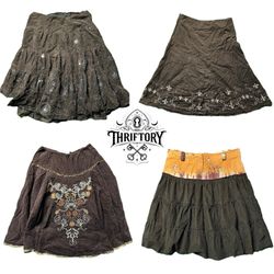 Y2K Women's Embroidered Tiered Maxi Skirts TY-184