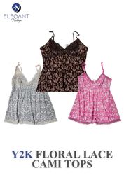 Y2K Floral Lace Cami Tops - EV0041