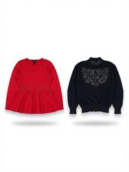 (FV-2468) Y2K Gothic Beadeds Detail Knitwear/Sweat..