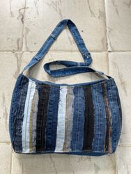 Upcycled Denim Cross Body Tote Bags