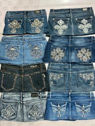R727 Upcycled Ladies Embellished Mini Skirts