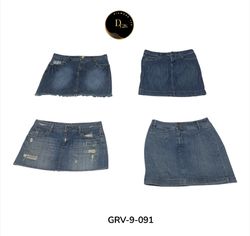 Women’s Y2K Denim Mini Skirt – Vintage Low Rise (G..