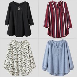 Women's Long Peasant/Tunic Blouses 9 Pieces