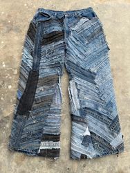 Upcycled Denim Patchwork Baggy Style Jeans