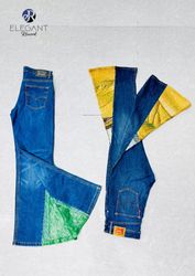 UPCYCLED Tapestry & Net Flare Jeans - EVR0468