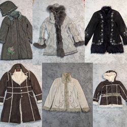 Y2K Vintage Faux Fur Trim Afghan Coats (TR-1059)