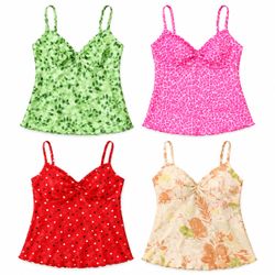 Printed Lace Trim Camisoles Tops