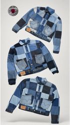 Upcyled Levi’s denim patchwork jacket’s