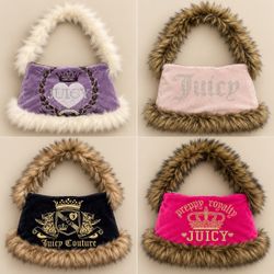 Juicy Couture Upcycled  Small Handbags with fur tr..