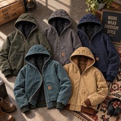 Heavyweight active style Hooded Workwear Canvas Ja..