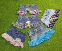 7952 - Upcycled Mini Denim Skirts
