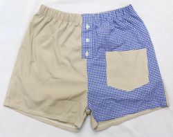 CR2024 UPCYCLED COLOR-BLOCK GINGHAM LOUNGE SHORTS