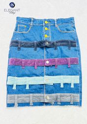 UPCYCLED Multi - Belt Denim Skirts - EVR0557