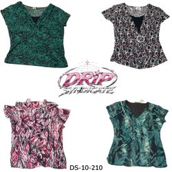 Printed Blouses with Short Sleeves (DS-10-210)