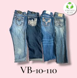 Y2K Vintage Embroidered Denim Capri Wholesale Bund..