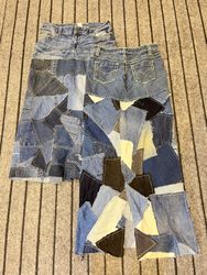 Jupe maxi en patchwork denim Y2k revalorisé