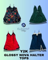Y2K Glossy Nova Halter Tops - EV1288
