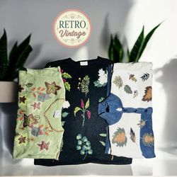 Vintage Embroidered Knit Sweater | Cottagecore Gra..