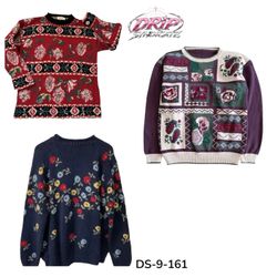Retro Novelty Sweater Unique Pattern Warm Casual K..