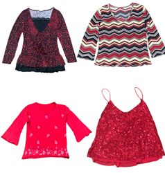 Y2K Red Sparkle & Gothic Tops Mix