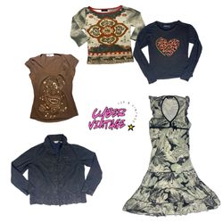 Y2K Retro Printed Tops & Floral Midi Dress (MH-102..