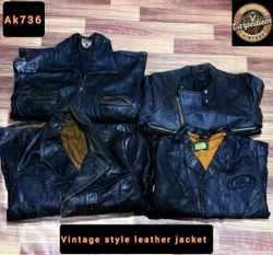 Vintage style leather jacket ak736