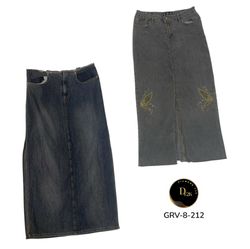 Women’s High Waist Denim Long Skirt – Premium Retr..