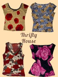 Y2K Women Floral Print Tank Tops and Tees(TH/913)