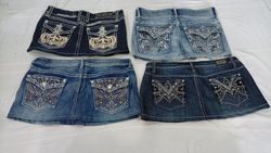 CR11092 Upcycled Y2K Mini Denim Skirts