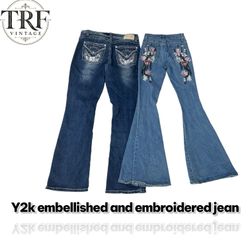 Y2k embellished and embroidered jeans # 143