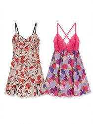 (FV-2178)     Floral Mini Dresses – Colorful Print..