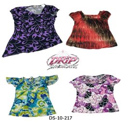 Women's Short Sleeve Printed Blouses (DS-10-217)