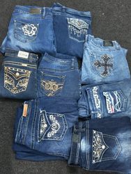 Y2K Embellished Jeans Embroidery Backprints