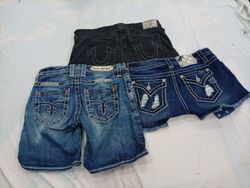 CR12053 Upcycled Mix-Branded Mini Denim Shorts