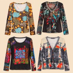 Y2k Funky Art Print Tops