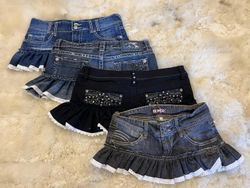 Upcycled Y2K Denim Ruffle Mini Skirt