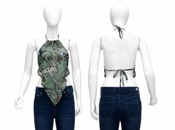 CR1924 UPCYCLED PAISLEY HALTER HANDKERCHIEF TOP