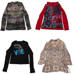 Camisetas de Manga Longa Y2K dos Anos 90/2000