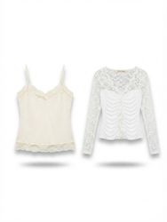 (FV-2202)     White & Cream Lace Women’s Tops Whol..