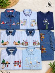 Vintage Denim & Christmas Shirts Embroidered