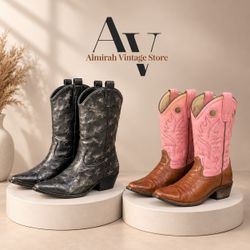 Mixed Vintage Western Leather Boots