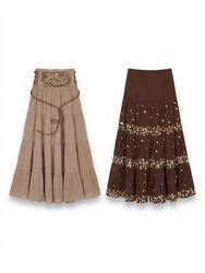 (FV-2236) Y2K Maxi Skirts | Boho Floral & Embellis..